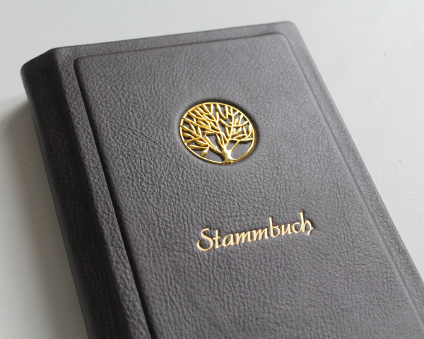 Stammbuch GOLDENE LEBENSBAUM aus schwarzem Nappaleder